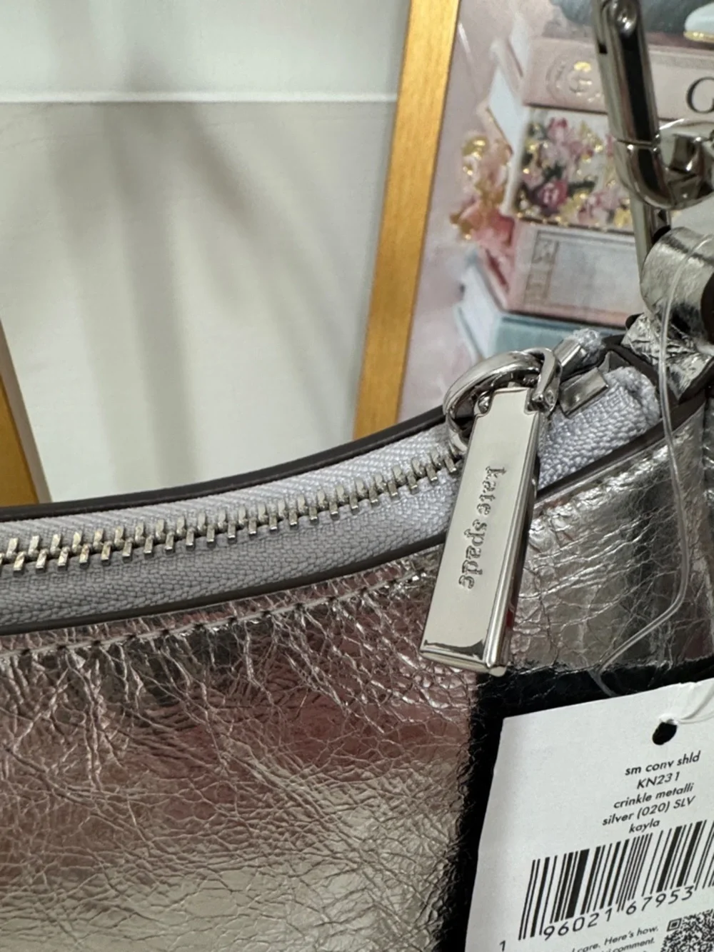 kate spade Metallic Silver Shoulder Bag NWT with crossbody strap - Picture 4 of 6